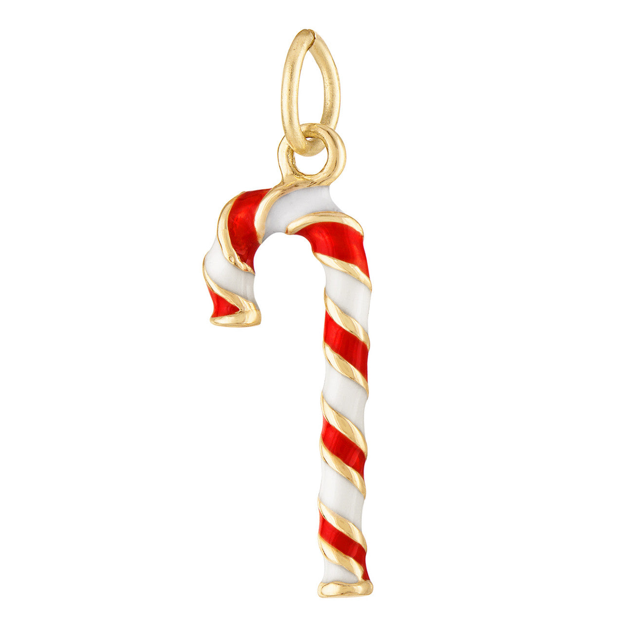 Enamel Candy Cane 14K Gold Charm
